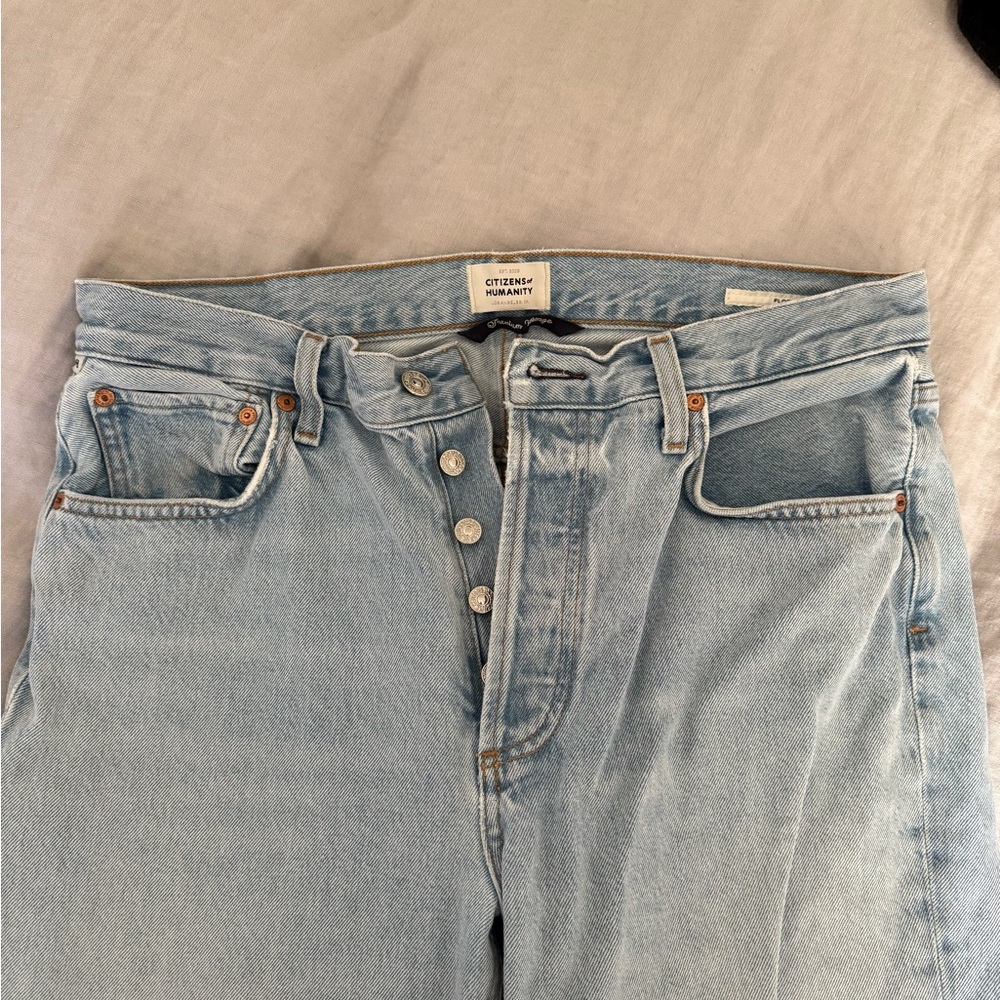 Citizens of Humanity Pale Blue High-Rise Button-Fly Jeans